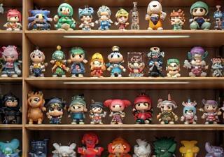 Example of anime figures on a shelf.