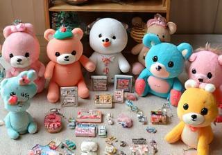Example of character goods like plushies and keychains.